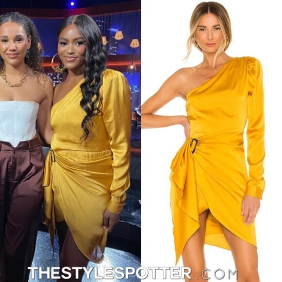 Lovers + Friends Yellow One Shoulder Ana Mini Dress New Satin Cocktail - Picture 9 of 9